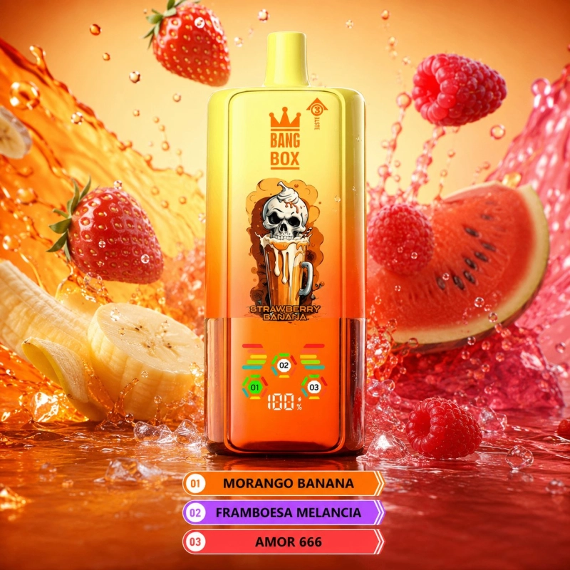 Bang Box 80000 Puxadas Vape Descartável, Sabor Morango Banana
