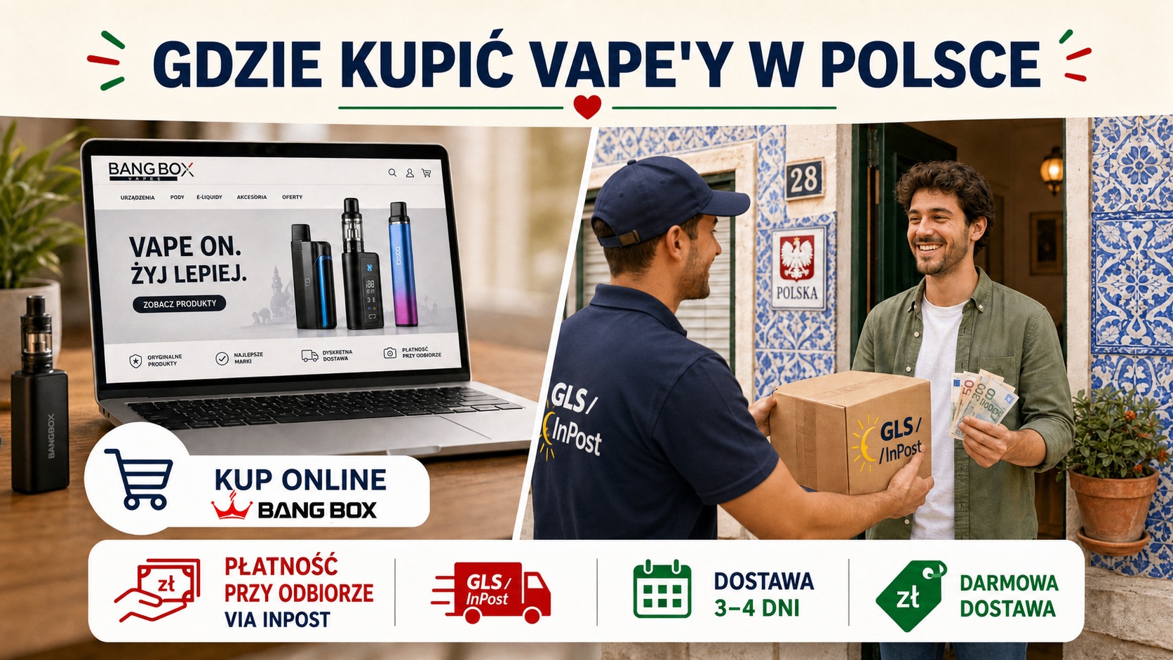 BangBox w Polsce — dostawa GLS/InPost i możliwość płatności przy odbiorze
