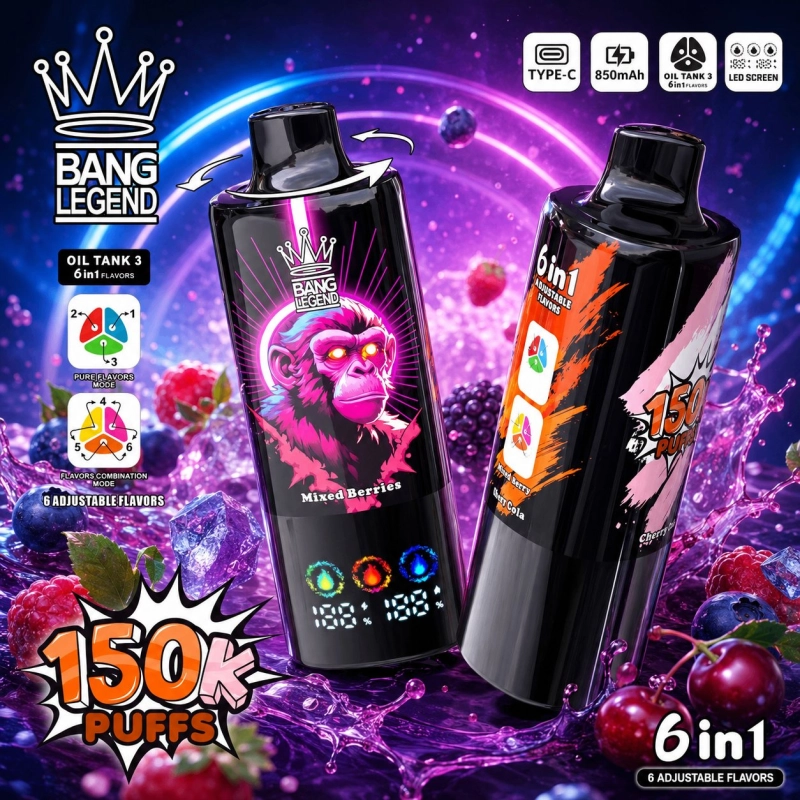 Bang Legend 6 in 1 150000 Puffs Disposable Vape, Mixed Berries Flavor
