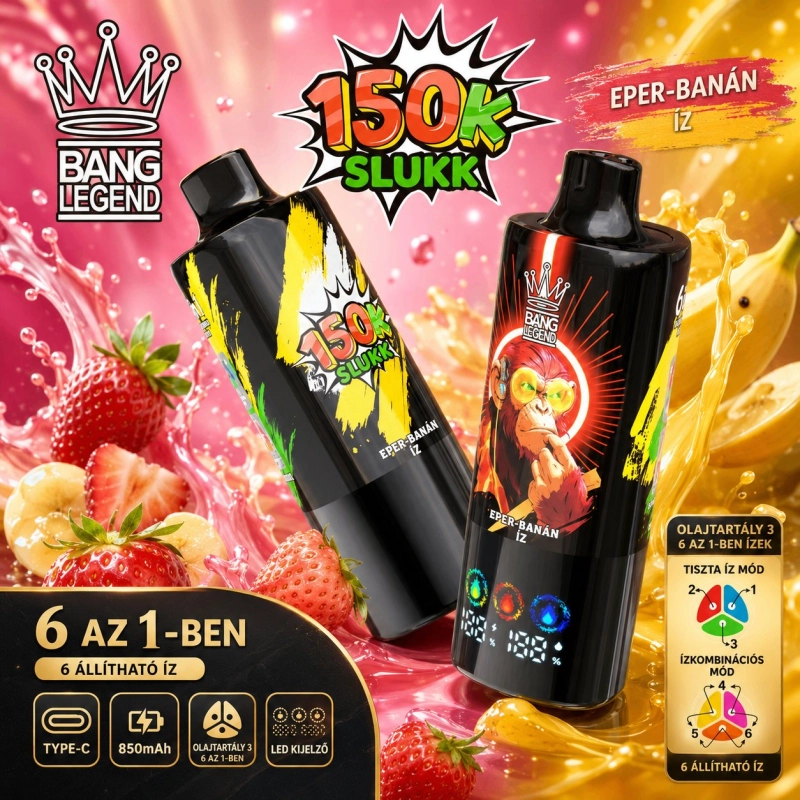 Bang Legend 150000 slukk eldobható vape, Eper-Banán íz