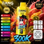 Bang Legend 8IN1 300000 Passas Vape Descartável, Amarelo com Mistura de Frutas