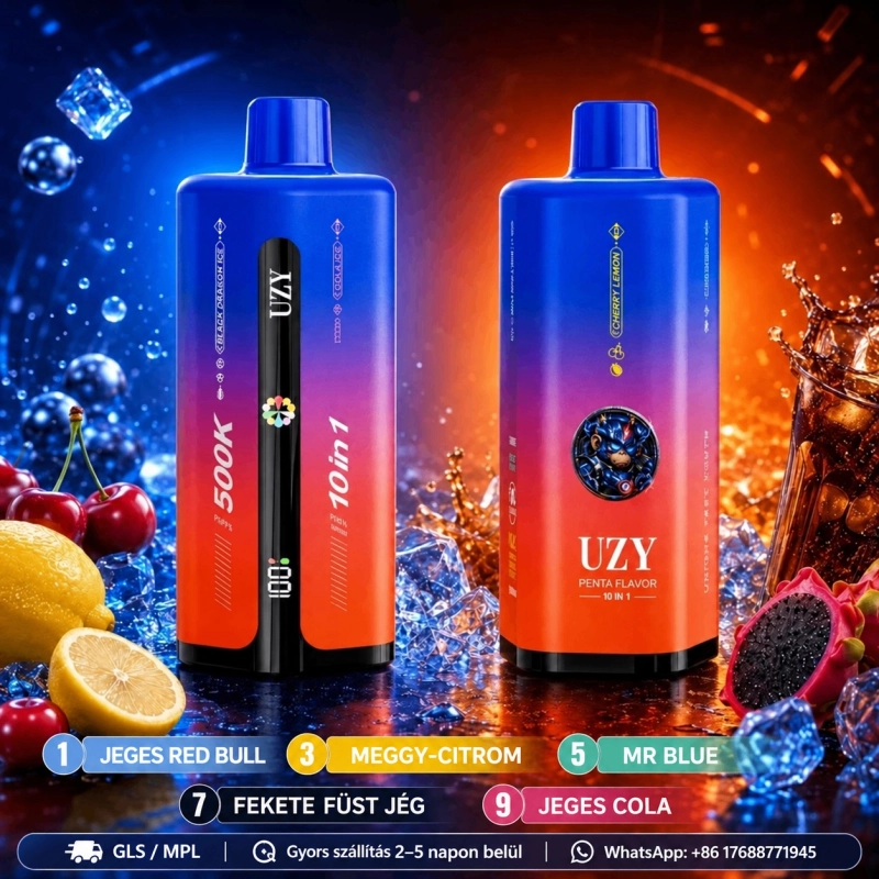 UZY 500K 500000 slukkos eldobható vape, vegyes gyümölcs színek