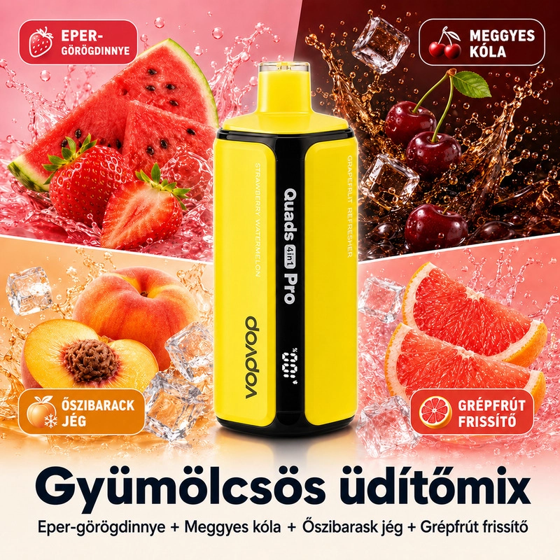 Gyümölcsös üdítőmix – eper-görögdinnye, meggyes kóla, őszibarack jég és grapefruit frissítő 200K Slukk vape