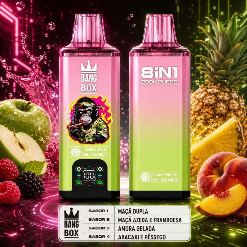 Bang Box 8 IN 1 200.000 Puffs Vape Descartável, Multisabores Frutados