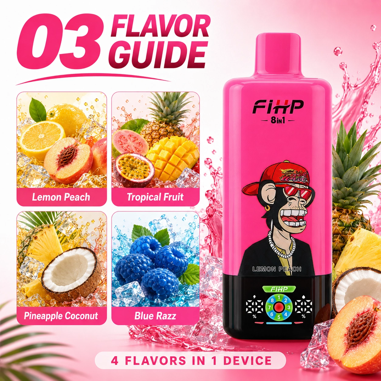 3FIHP VAPE  8in1 200K Puffs 8 Flavors Disposable Vape Wholesale