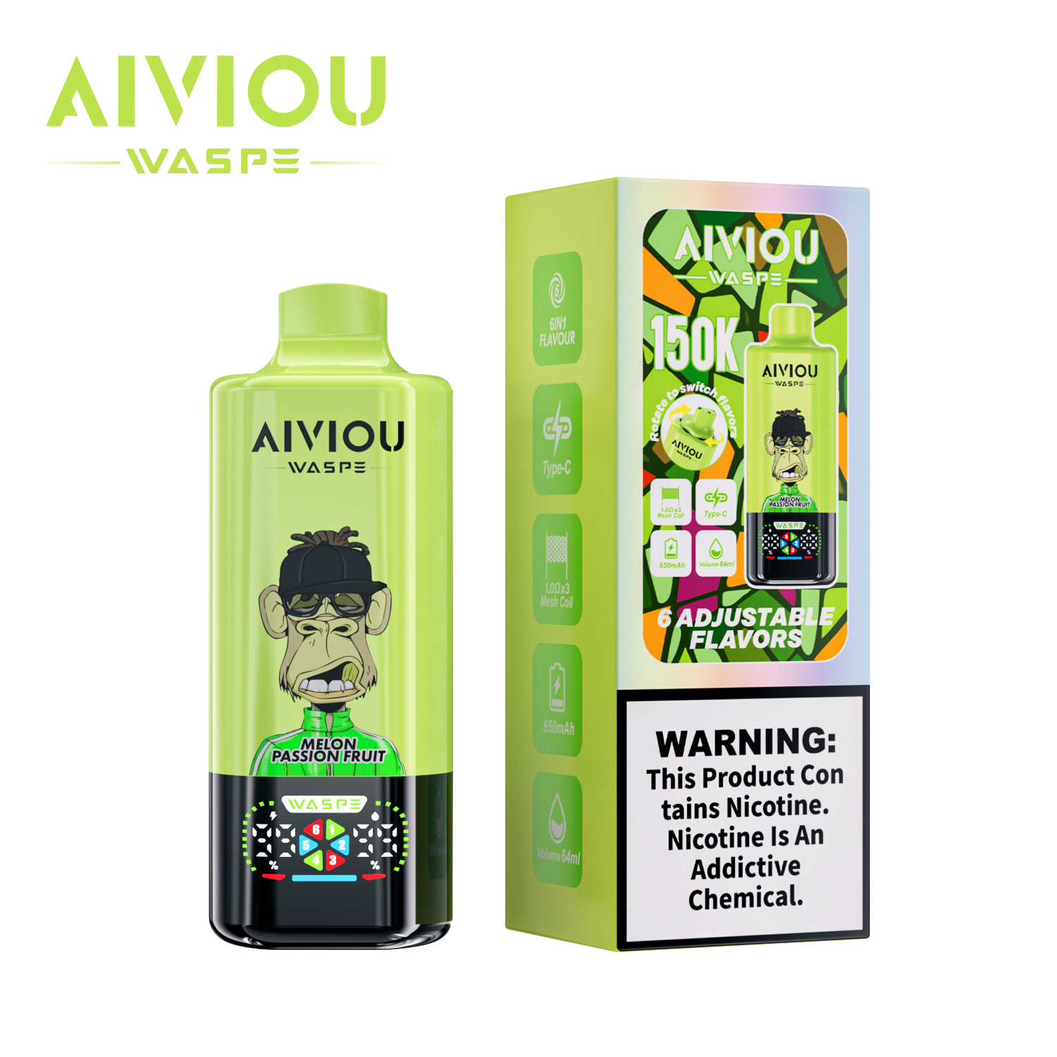 WASPE Vape– 6 smaków w jednym, łatwe przełączanie(150 000 zaciągnięć)