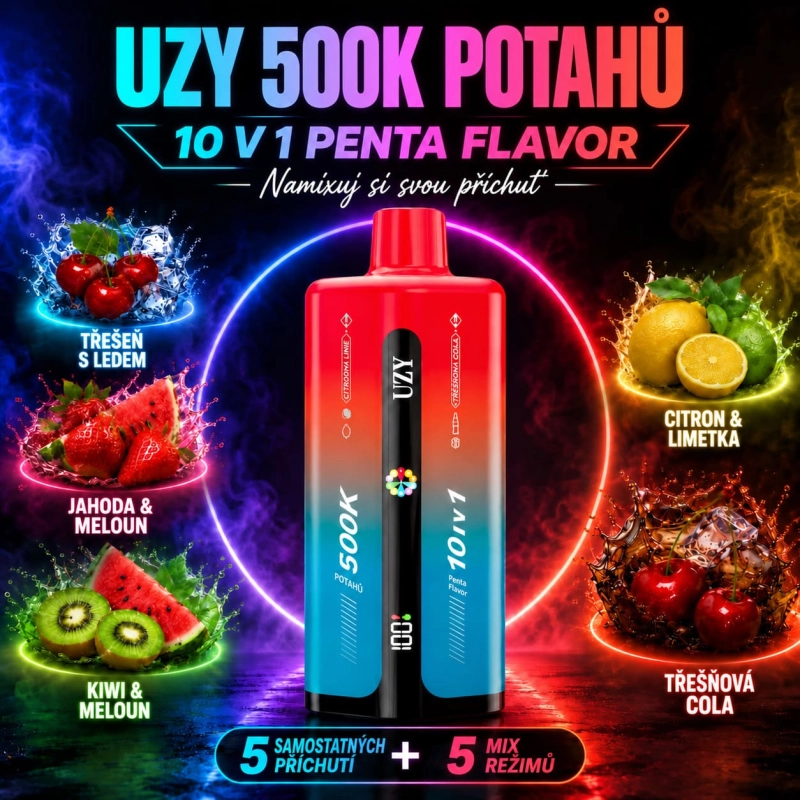 UZY Penta Flavor 500K s kiwi melounem, citronem limetkou a ovocnými tóny