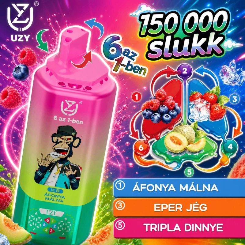UZY 6 az 1-ben 150000 slukk eldobható vape, vegyes gyümölcsös ízek (1)