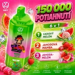 UZY 150 000 potiahnutí 6 v 1 – kombinácia príchutí ľadový melón, jahoda Mamba a jahoda s melónom