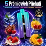 Detail příchutí vape UZY 500K – borůvka ice, jahoda vanilka a citron s třešní
