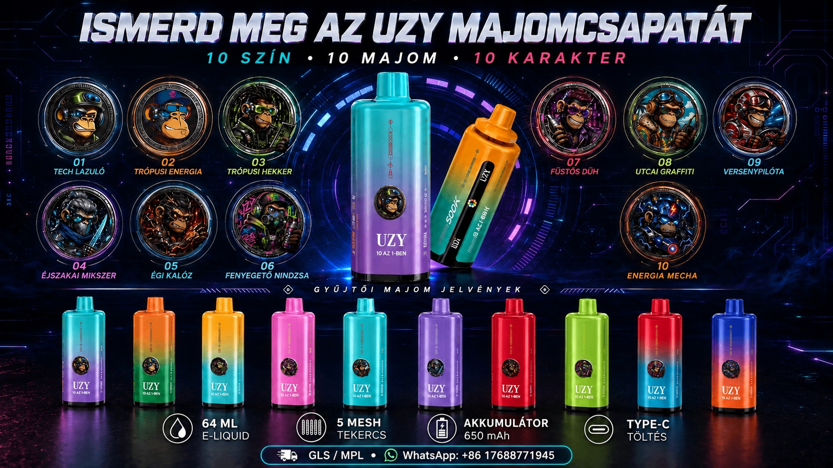 Forgatható ízválasztó az UZY Penta 500K készüléken