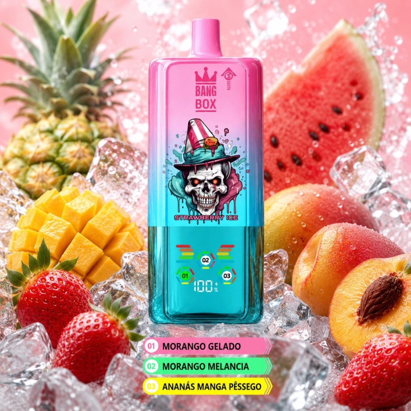 Bang Box 80000 Puxadas Vape Descartável, Morango Gelado