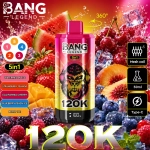 Bang Legend 120K görögdinnyefagylalt, eper-mangó, kaliforniai cseresznye, áfonyás őszibarackfagylalt és áfonyás fagylalt ízkészlet