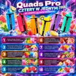 VopVop Quads Pro 120K 4w1 – e-papieros z czterema smakami w jednym urządzeniu, 10 zestawów smakowych