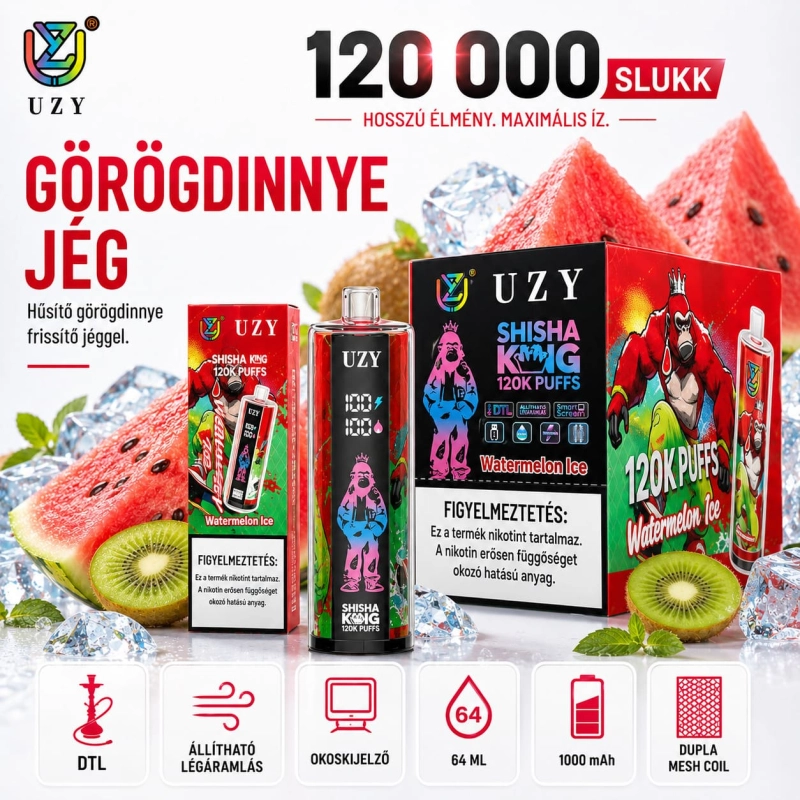 Kiwi-maracuja-guava – UZY 120K eldobható vape trópusi gyümölcs mix kiwi maracuja guava íz