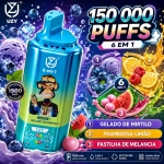 Vape descartável multi-sabores sabor Mirtilo e Framboesa com gelado de mirtilo, framboesa com limão e pastilha de melancia