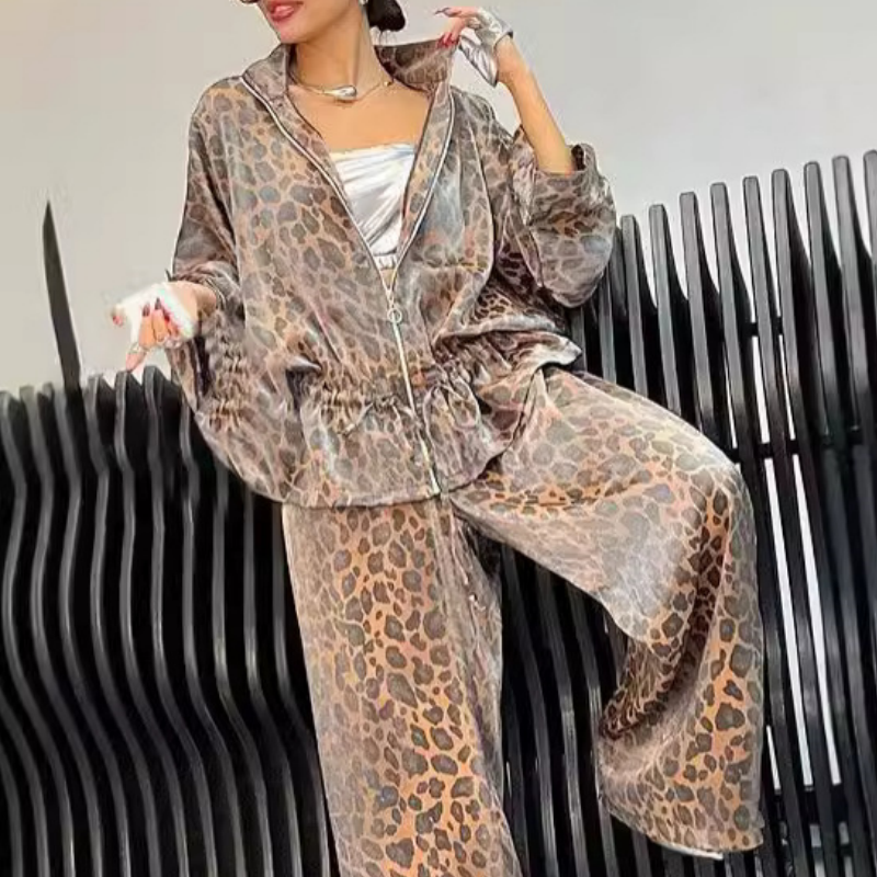 🍁Conjunto casual de duas peças para mulher com lapela e manga comprida