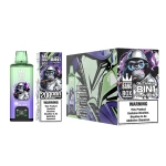 Bang Box 8 in 1 200000 Puffs Disposable zöld-lila színben, digitális LED kijelzőt és több íztartályt mutatva (1)
