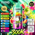 Růžová BANG LEGEND 300K 8v1 s příchutěmi Kiwi Marakuja Guava, Ledové Hrozny a Marakuja Polibek
