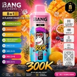 Bang Legend 300K 8-in-1 vape with Summer Time, Mango Ice, Love 66 and Sour Mango Pineapple flavors