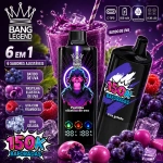 Vape descartável 150K Bubble de Uva com smoothie de uva, goma de uva e framboesa e uva, sabor doce e frutado