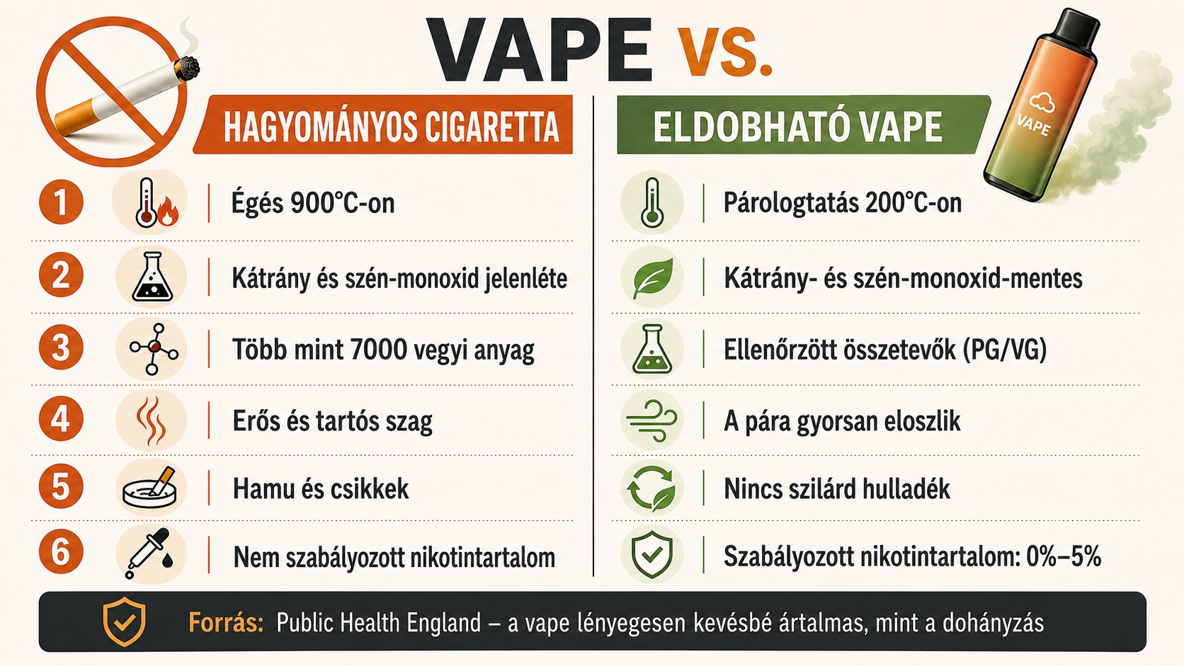 Vaperezés és hagyományos dohányzás összehasonlítása