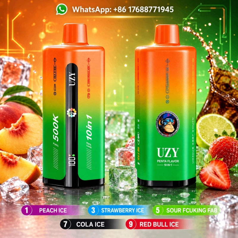 UZY Penta Flavor 10 in 1 500000 Puffs Disposable Vape, Mixed Fruit Ice Orange Green