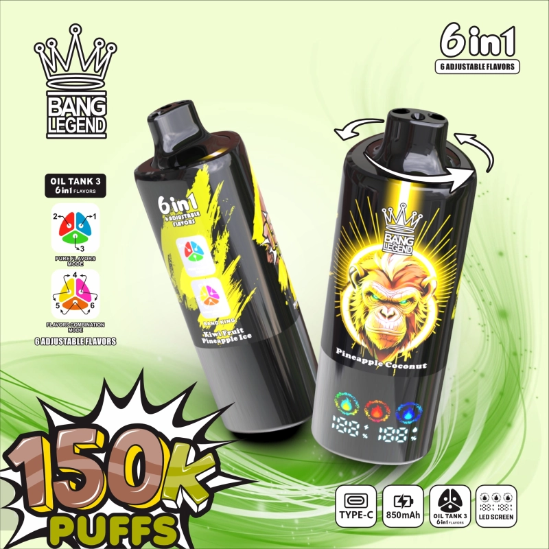 Bang Legend 150000 Puffs Disposable Vape, Pineapple Coconut 6 az 1-ben ízek