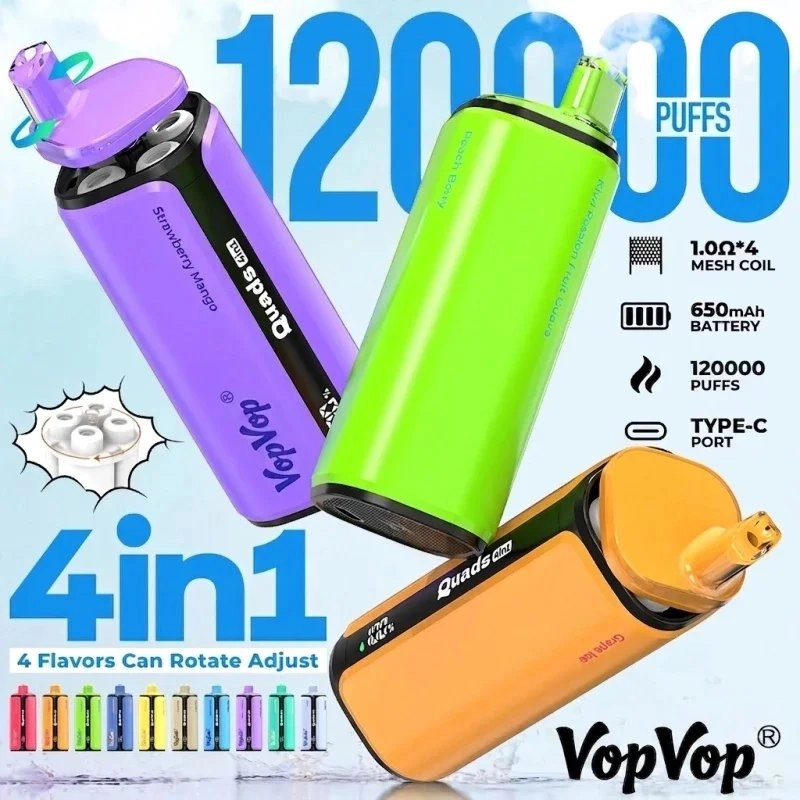 VopVop Quads 4in1 12000 slukk eldobható vape, többféle gyümölcsös ízben