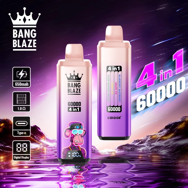 Bang Blaze® 60000 60 ezer szippantás 4 az 1-ben ízek legújabb eredeti újratölthető LCD kijelzős eldobható vape 2