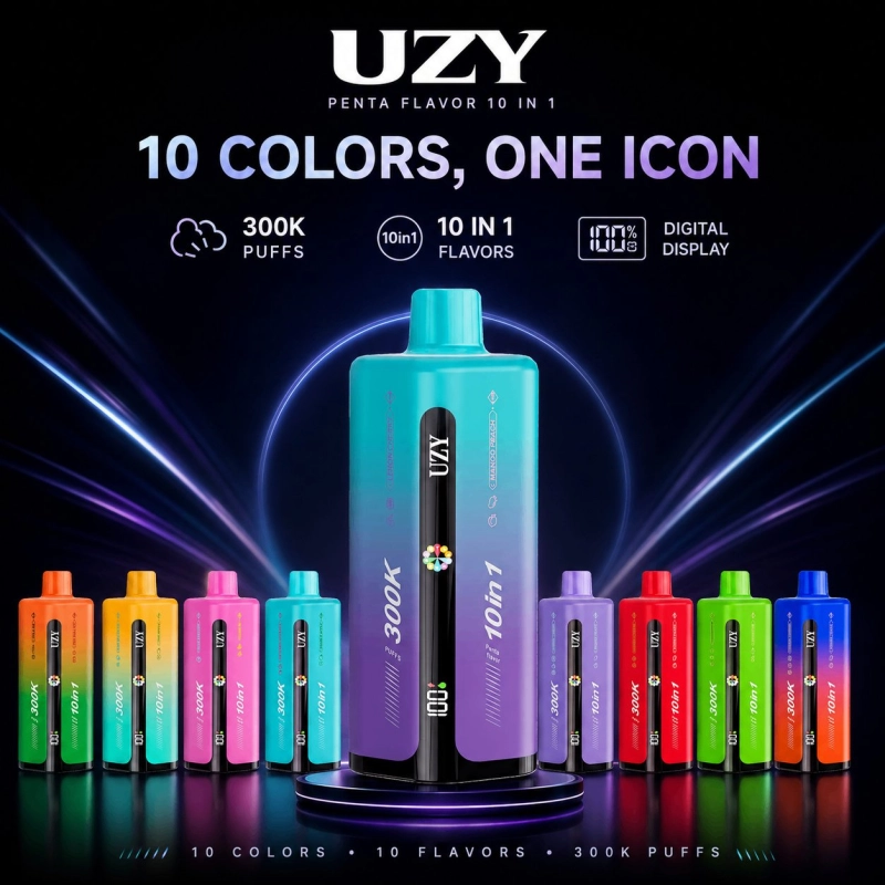UZY Penta Flavor 10 in 1 300000 zaciągnięć Jednorazowy e-papieros, 10 kolorów