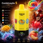 VOPVOP 150 000 Puffs Combinação 5 vape descartável 6 em 1 com Rainbow Candy, Cherry Cola Ice, Love 666, Mango Ice, Blueberry Cotton Candy e Peach Ice