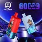 UZY Triple Flavor 60000 Puffs Vape 3 in 1 Disposable E Cigarette with Smart LED Display