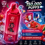 UZY 150K Puffs Strawberry Dragon Fruit Red Bull Raspberry Watermelon flavor vape