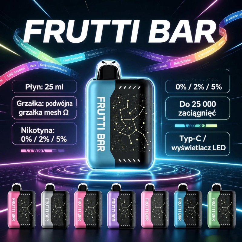 Frutti Bar 25000 zaciągnięć Jednorazowy e-papieros, Niebieski