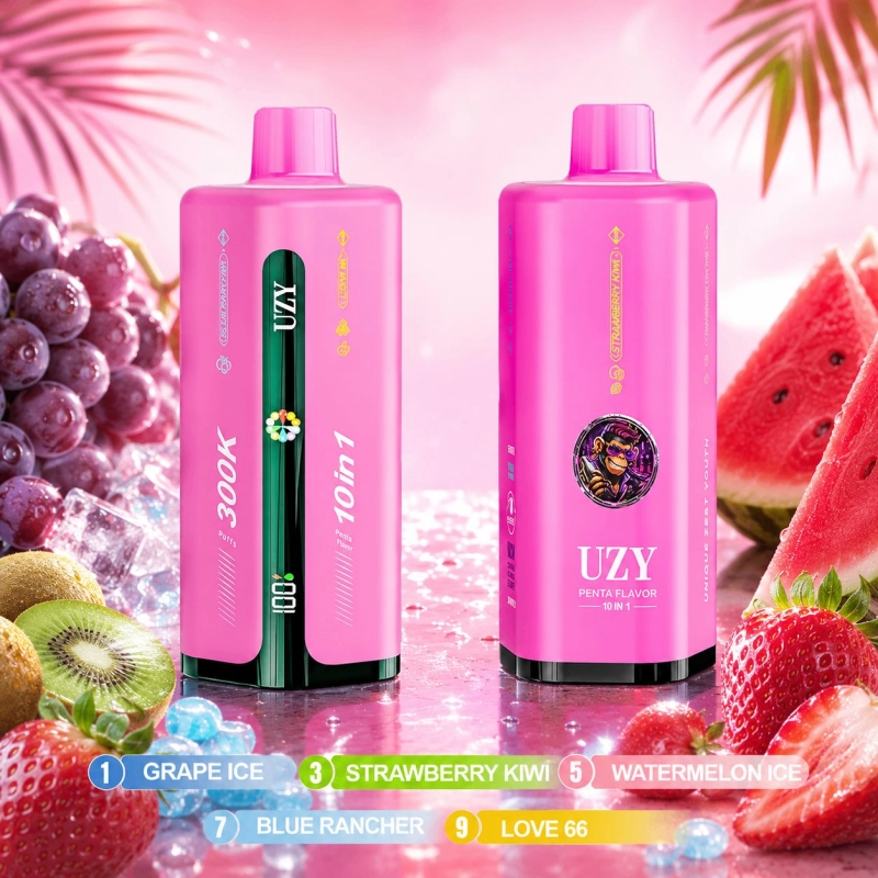 UZY Penta Flavor 300000 zaciągnięć Jednorazowy e-papieros, Różowy wieloowocowy
