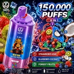 UZY 150K Puffs Strawberry Kiwi Blueberry Coconut Wild Berries flavor vape