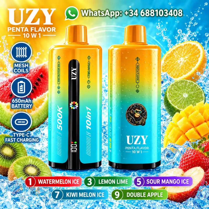 UZY Penta Flavor 10 in 1 500000 Puffs Disposable Vape, Mixed Fruit Flavors