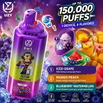UZY 150K Puffs Grape Ice Mango Peach Blueberry Watermelon flavor vape