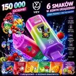UZY 150K 6w1 jednorazowy e-papieros vape 150 000 zaciągnięć z wyświetlaczem LED i ładowaniem USB-C