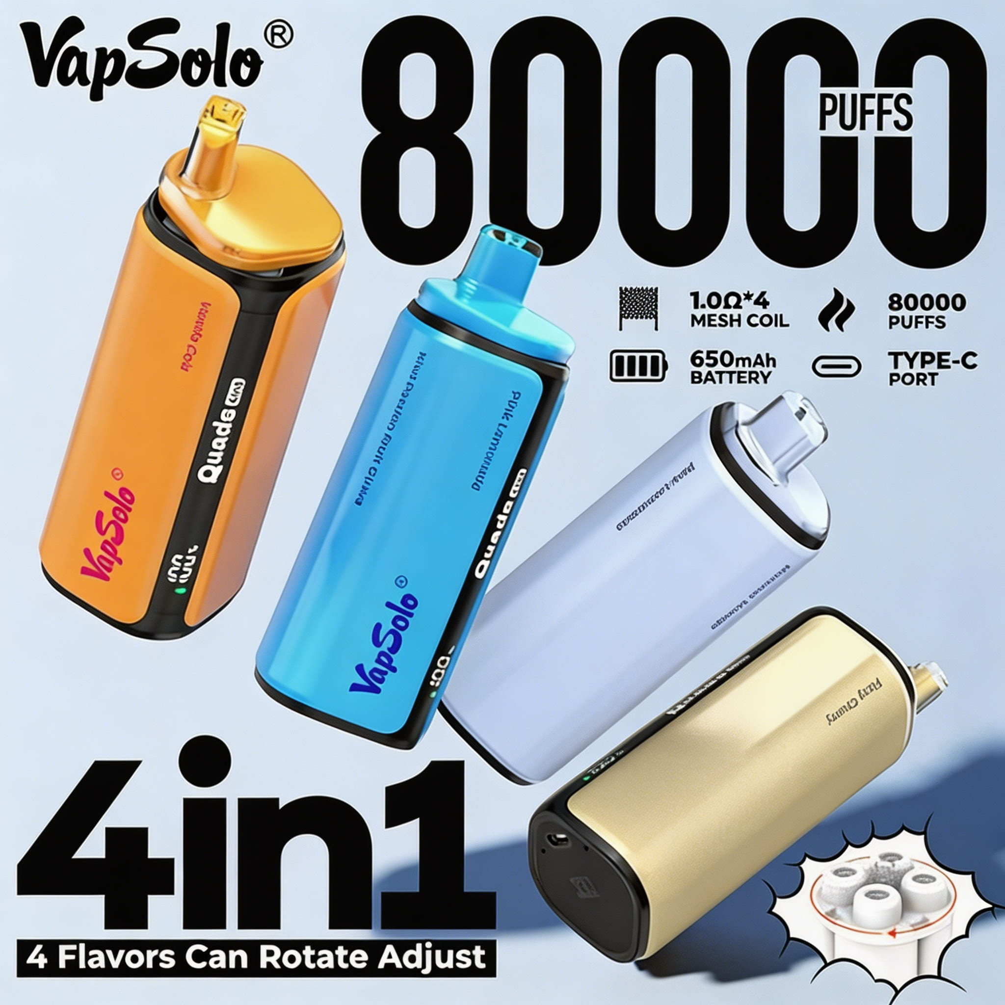 VapSolo QUADS 80k - 80000 Puffs 4 in 1 Disposable Vape