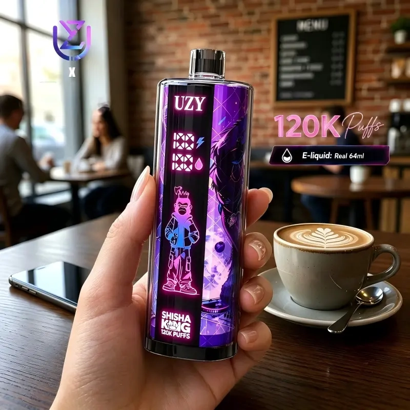 UZY SHISHA HOOKAH KING 120000 Crystal Design • Smart Screen • 120K Massive Puffs 1.Blueberry on ice