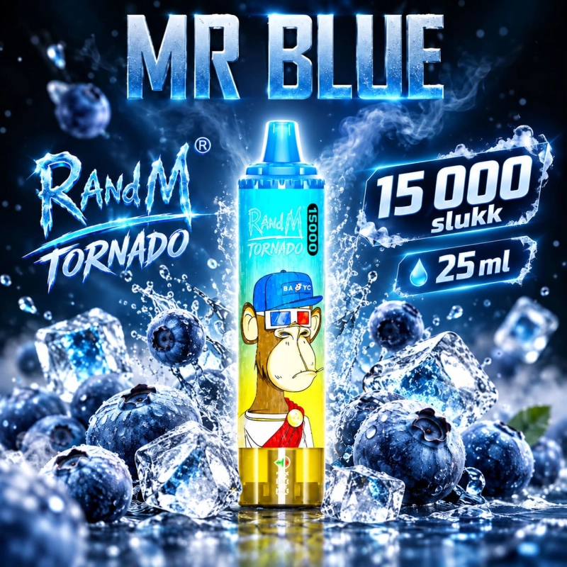 RandM Tornado 15000 Mr Blue íz – akár 15 000 slukk, 25 ml, Type-C újratölthető