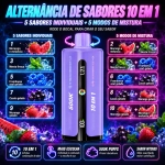 UZY Penta Flavor 500K com morango e melancia, menta fresca, Blue Razz gelado, groselha-preta gelada e morango gelado.