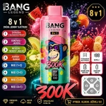 Bang Legend 300K 8 v 1 – melounová žvýkačka, broskev s ovocným ledem, meloun s jablkem a jahoda s banánem