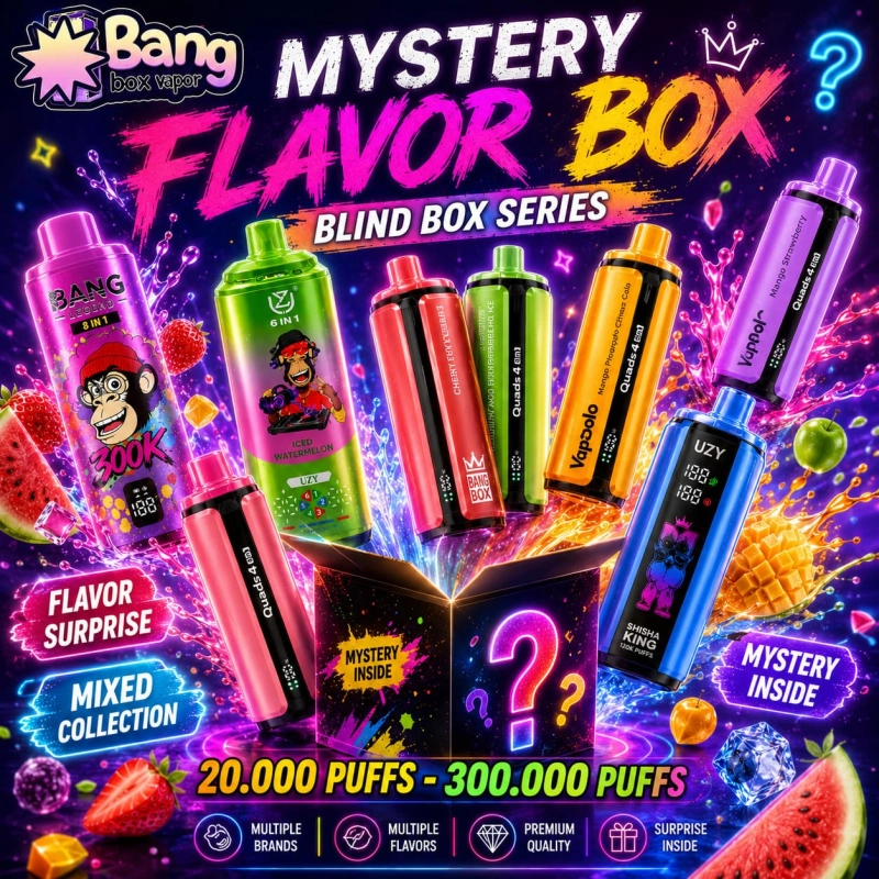 Mystery Flavor Box with assorted premium random devices, brands and surprise flavors