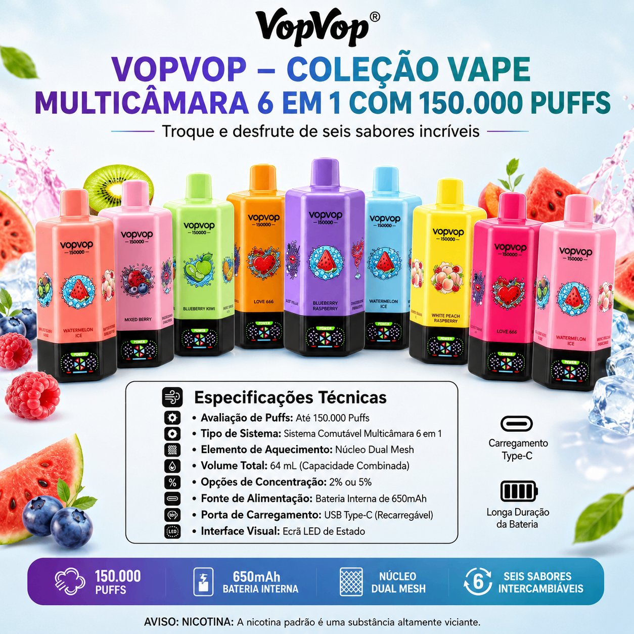 VOPVOP 150K detalhes do dispositivo