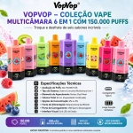 VopVop Multicâmara 6 em 1 150.000 Puffs Vape Descartável, Cores Variadas