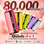 VapSolo Quads 80K 4 v 1 s až 80 000 potiahnutiami, 4 príchute, 650 mAh batéria a USB-C nabíjanie