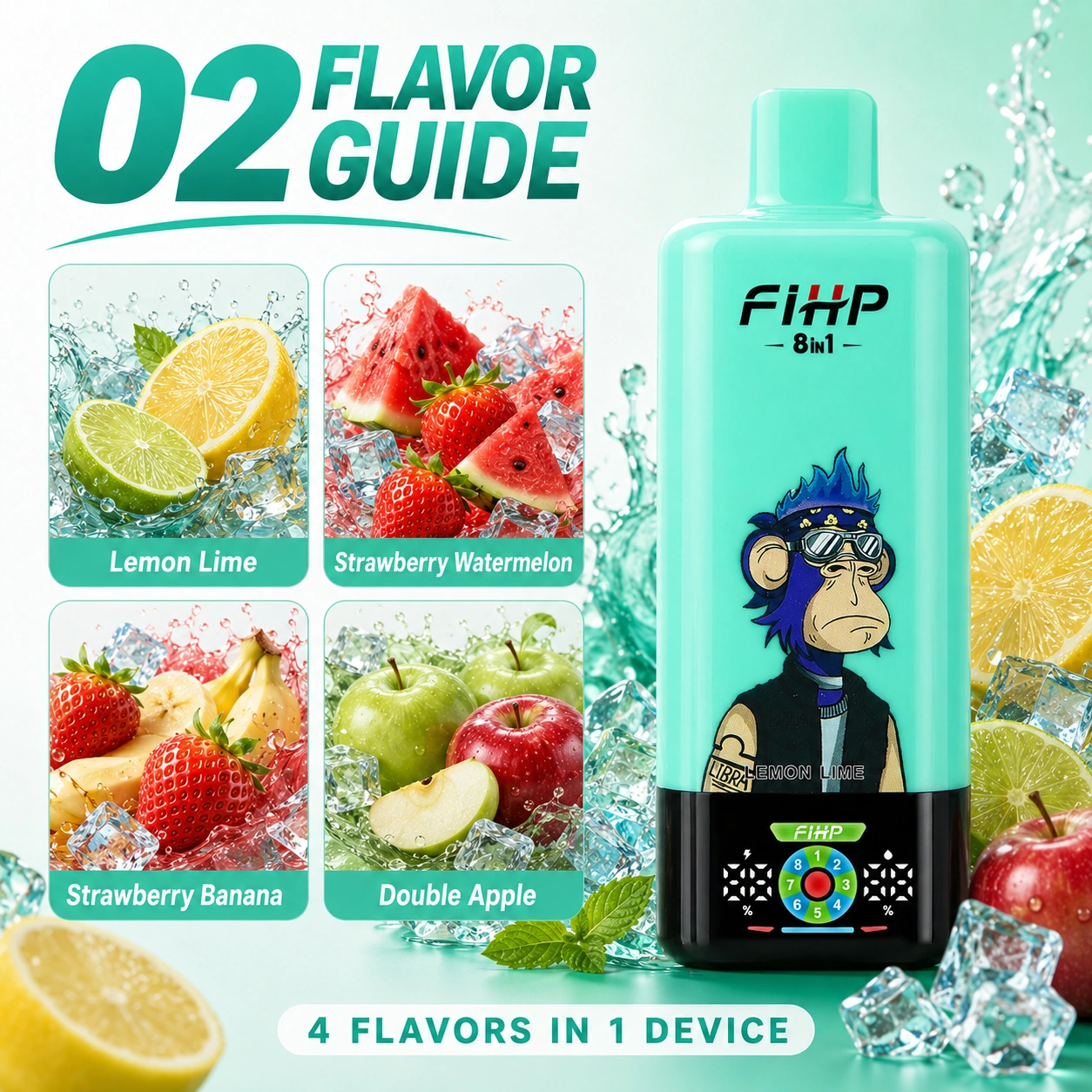 2FIHP VAPE  8in1 200K Puffs 8 Flavors Disposable Vape Wholesale